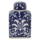 Three Hands Ceramic B & W Jar in Blue Porcelain 5in L x 3in W x 9in H
