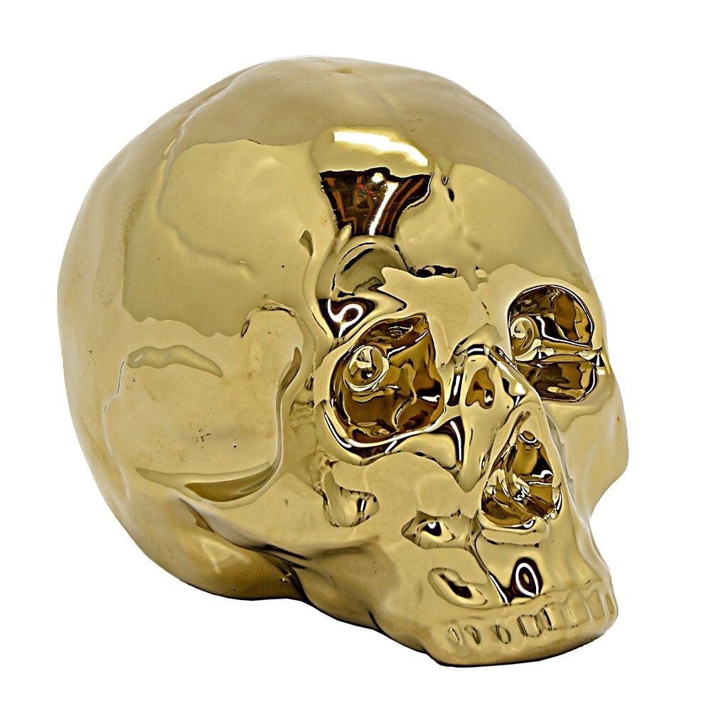Three Hands Ceramic Skull- Gold