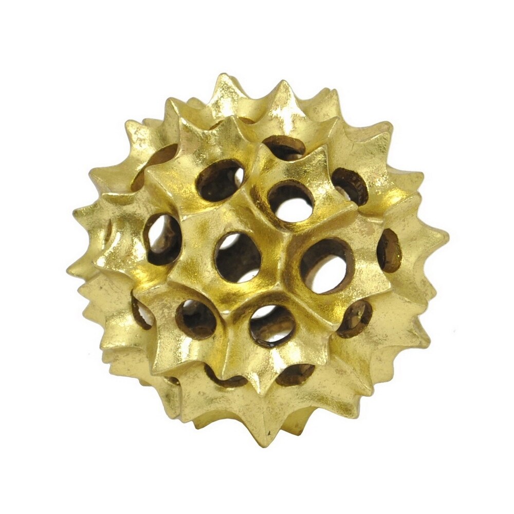 Three Hands Gold Resin Spiked Orb Tabletop Decor