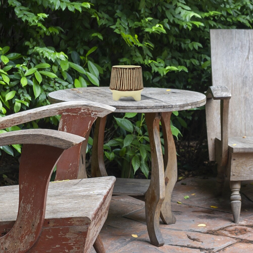 Three Hands Planter Footed in White Terracotta 5in L x 5in W x 5inH
