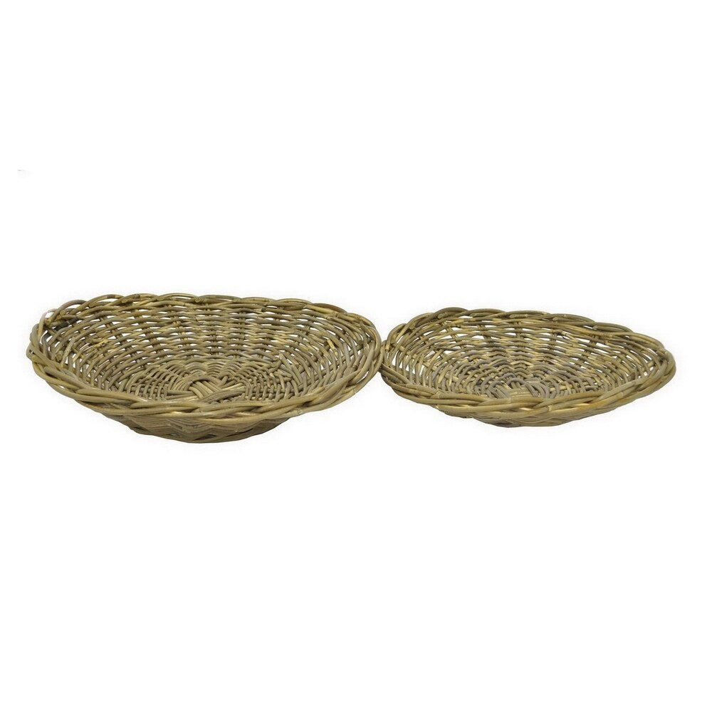 Three Hands Set Of Two Woven Trays