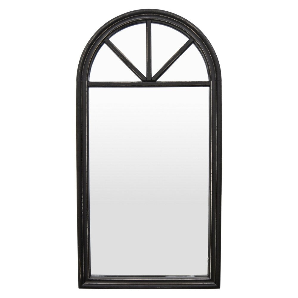 Three Hands Wood Wall Mirror-Black - Gold - 23.75 X 1 X 46