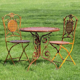 Three Piece "Valiko" Iron Bistro Set - Woven Textured Table and Two Chairs