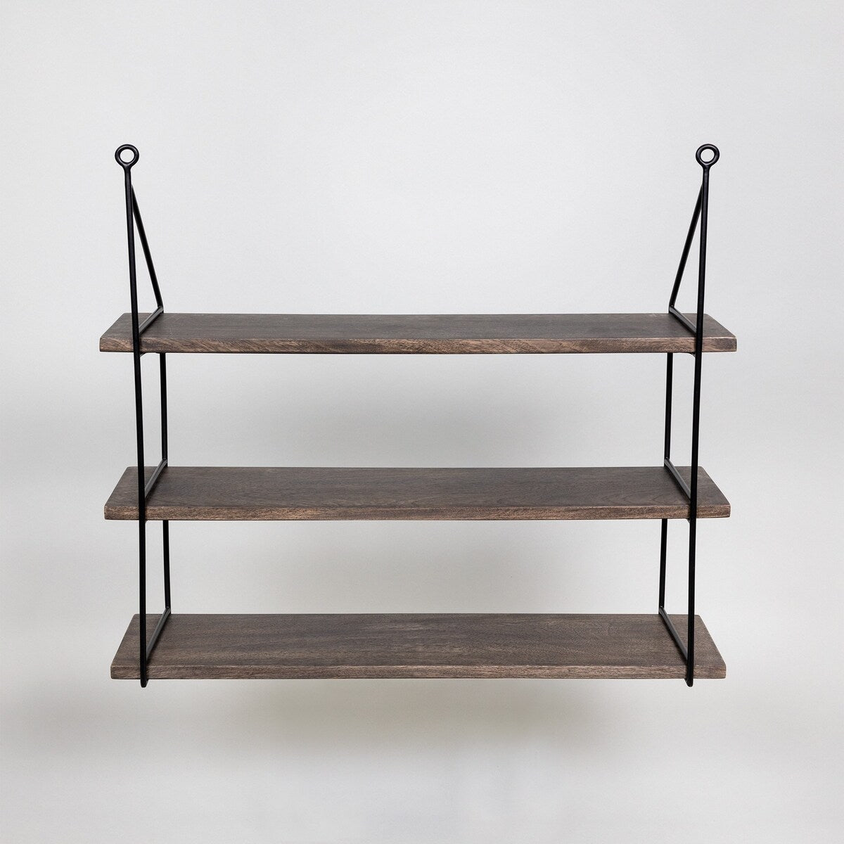 Three Tier Wood and Metal Hanging Wall Shelf