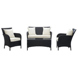 Thrive Espresso with White Cushions 4-piece Outdoor Rattan Set