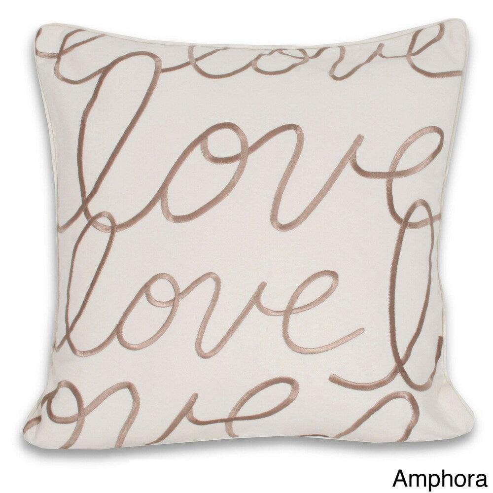 Thro 'Love' Embroidered 18-inch Throw Pillow