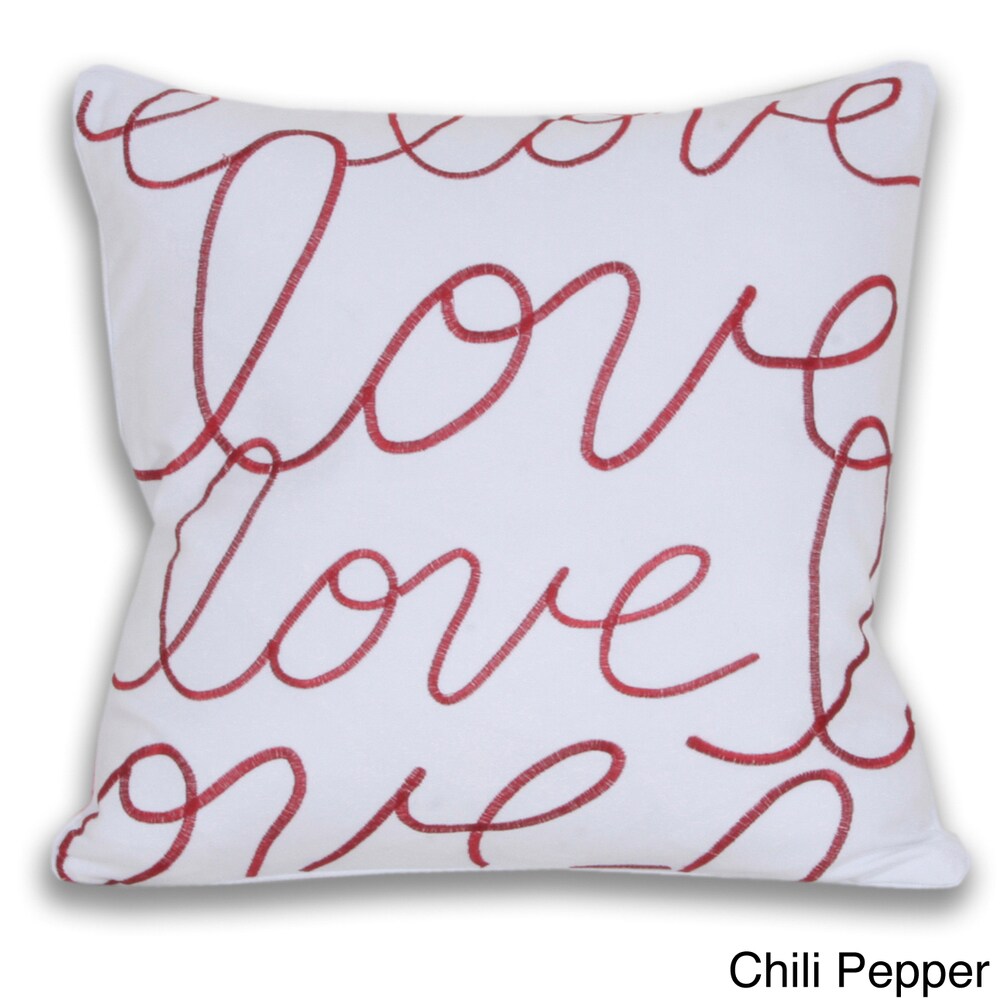 Thro 'Love' Embroidered 18-inch Throw Pillow