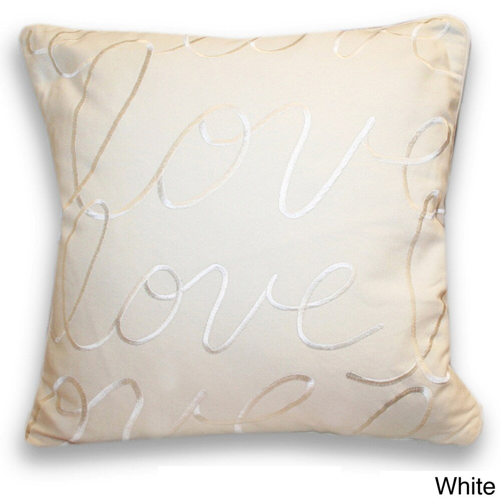 Thro 'Love' Embroidered 18-inch Throw Pillow