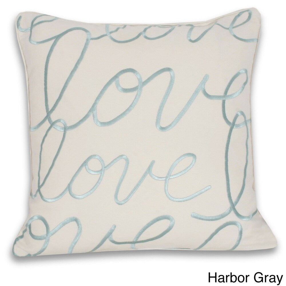 Thro 'Love' Embroidered 18-inch Throw Pillow