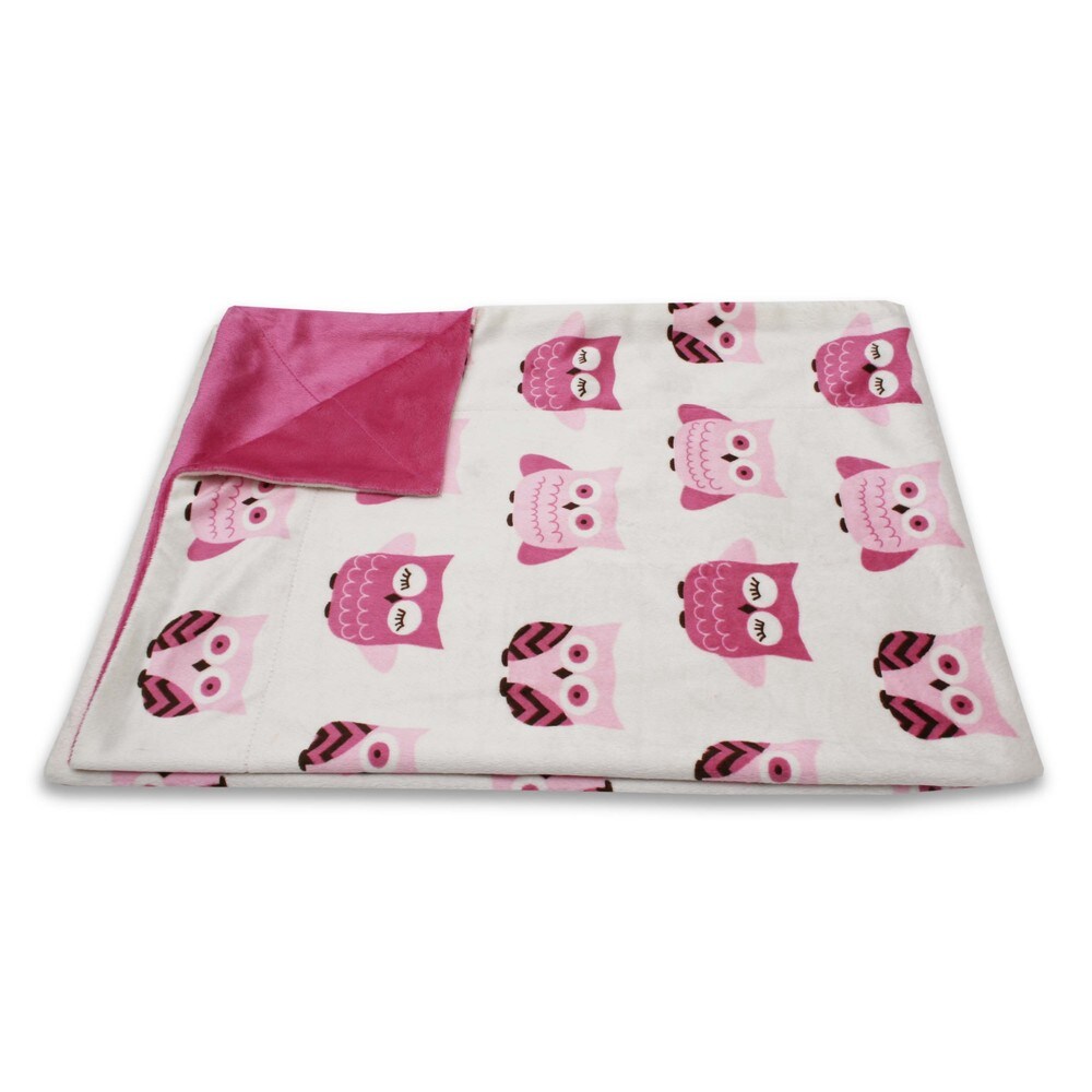Thro Girls' Pink Owl Baby Throw Blanket