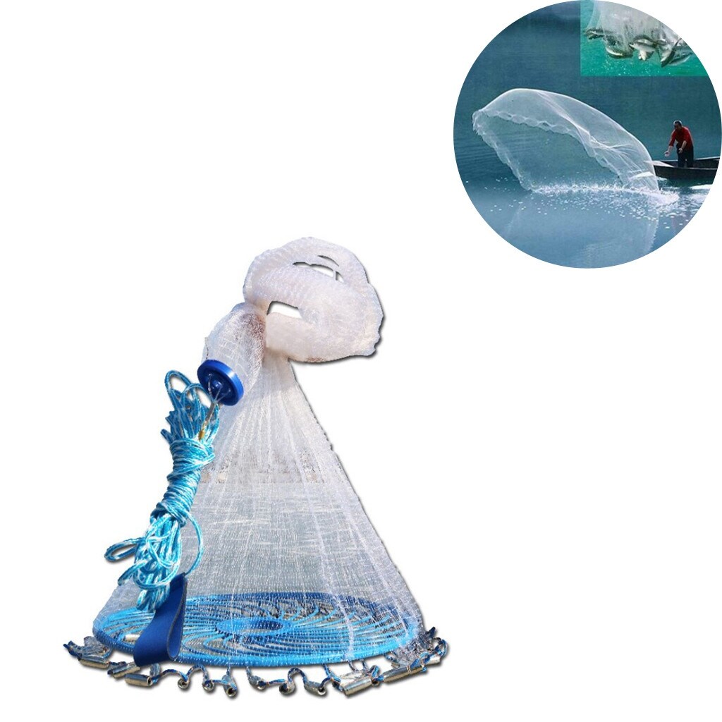 Throws easier Fine Fish Aluminum Ring Monofilament Thread Throwing Net Saltwater Fishing Casts Net Feels softer