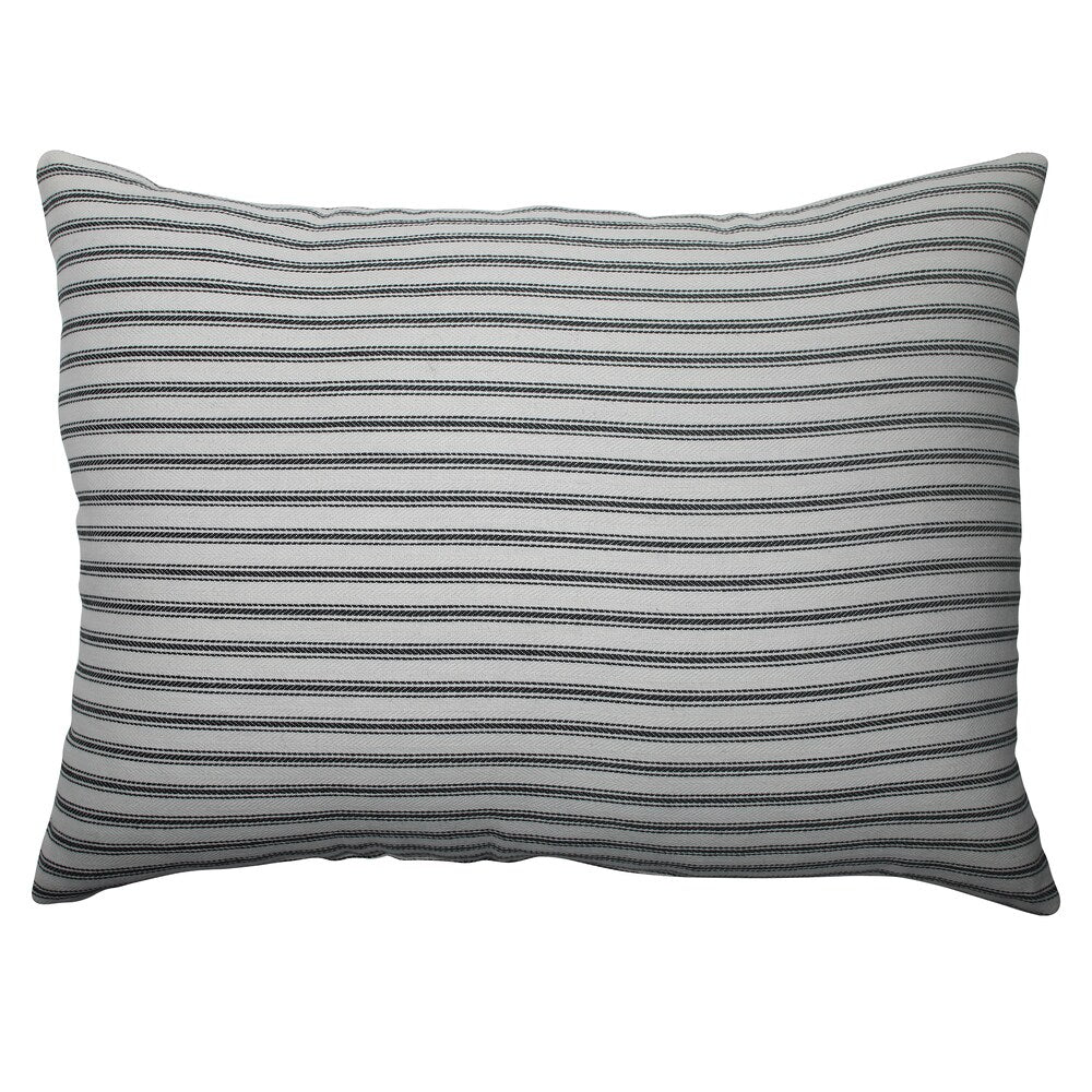 Ticking Stripe Cream Rectangle Throw Pillow
