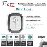 Ticor 16-gauge Undermount 15-inch Stainless Steel Single Bowl Kitchen/ Bar Sink
