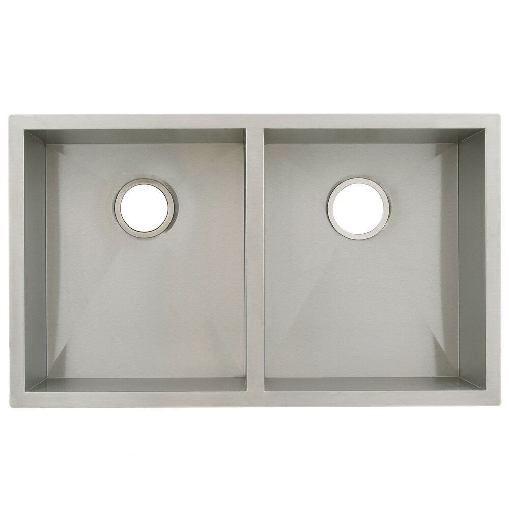 Ticor 32-inch 16-gauge Stainless Steel Double Bowl Undermount Square Kitchen Sink