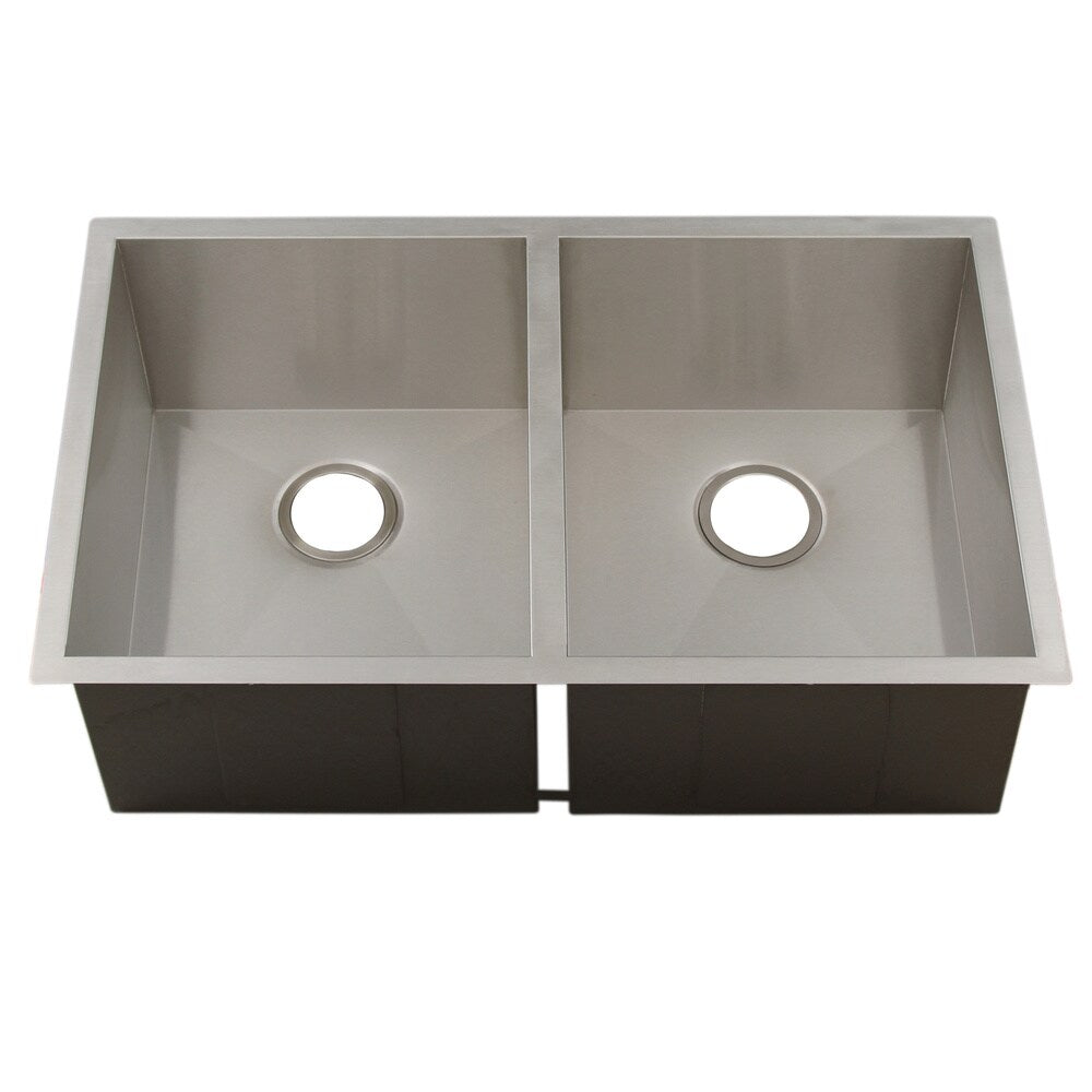 Ticor 32-inch 16-gauge Stainless Steel Double Bowl Undermount Square Kitchen Sink