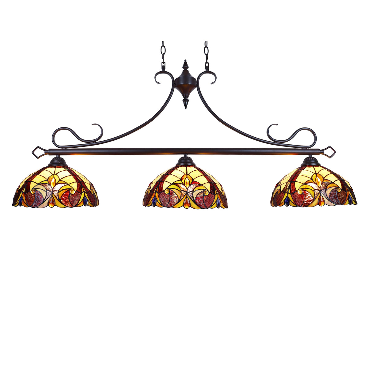 Tiffany Style 3-light Linear Island Fixture
