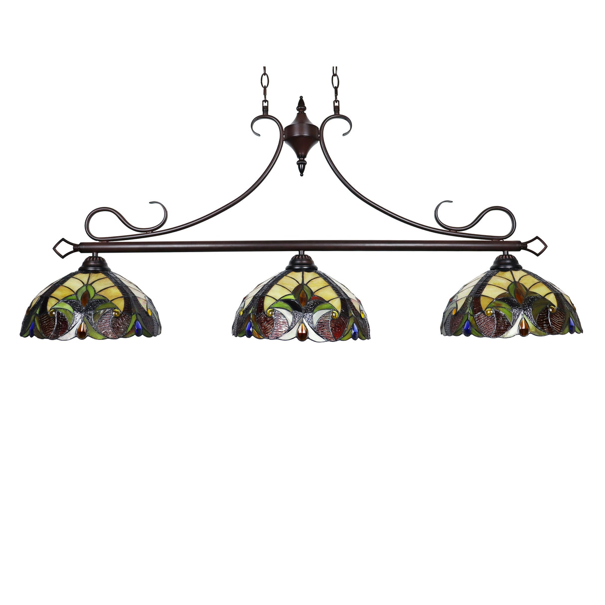 Tiffany Style 3-light Linear Island Fixture