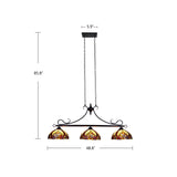 Tiffany Style 3-light Linear Island Fixture