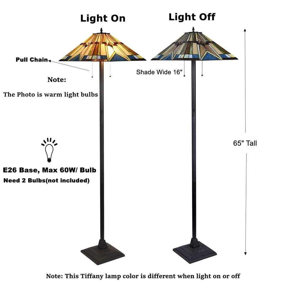Tiffany Style Floor Lamp 65 Tall Stained Glass Light Fixture 16 x