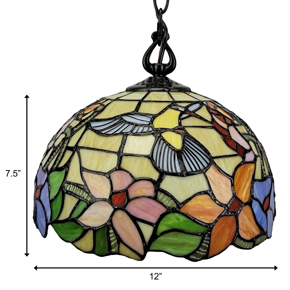 Tiffany Style Hummingbird 1-light Pendant Lamp Amora Lighting