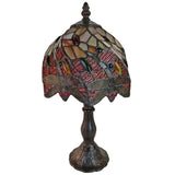 Tiffany Style Stained Glass Dragonfly Mini Accent Table Lamp Amora Lighting AM064TL08B