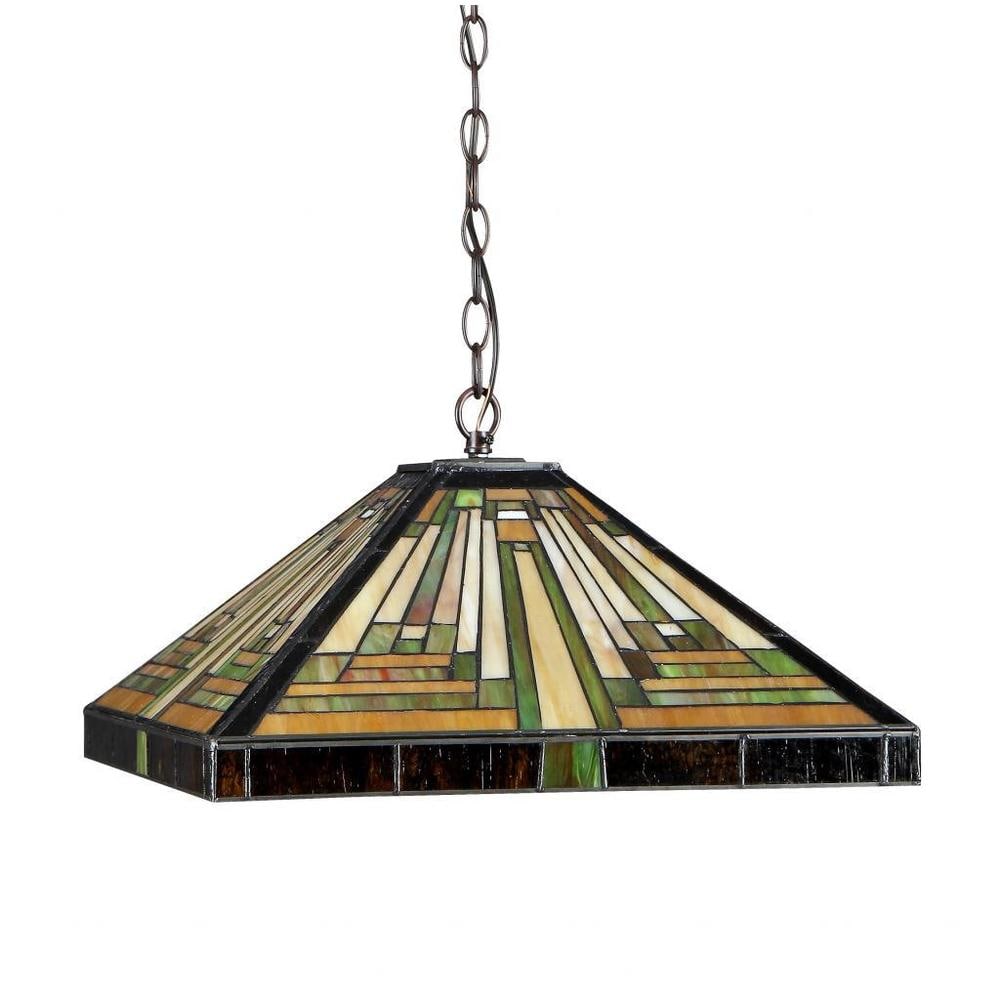 Tiffany Style Mission Design 2-light Bronze Pendant