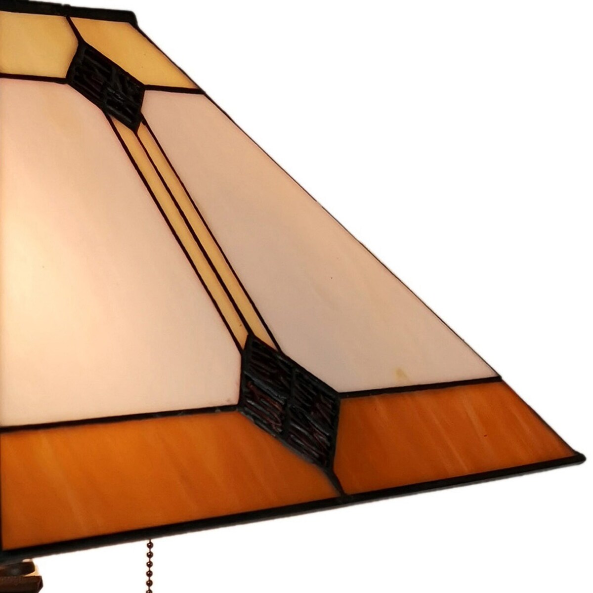 Tiffany Style Table Lamp Mission 23" Tall Stained Glass White Tan Nightstand Bedroom Handmade Gift AM098TL13B Amora Lighting