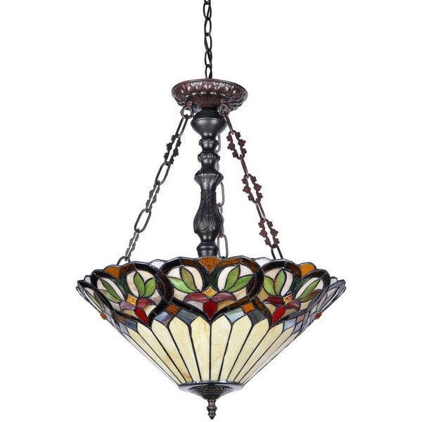 Tiffany Style Victorian Design 2-light Art Glass Inverted Pendant
