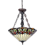 Tiffany Style Victorian Design 2-light Art Glass Inverted Pendant