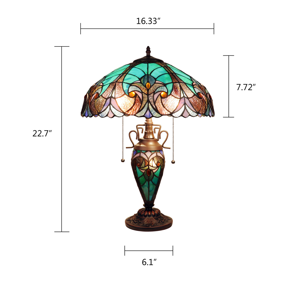 Tiffany Style Victorian Design 2+1-light Antique Dark Bronze Table Lamp