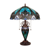Tiffany Style Victorian Design 2+1-light Antique Dark Bronze Table Lamp