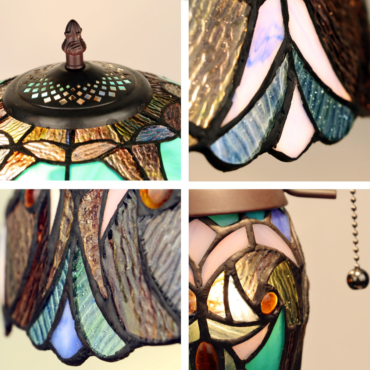 Tiffany Style Victorian Design 2+1-light Antique Dark Bronze Table Lamp