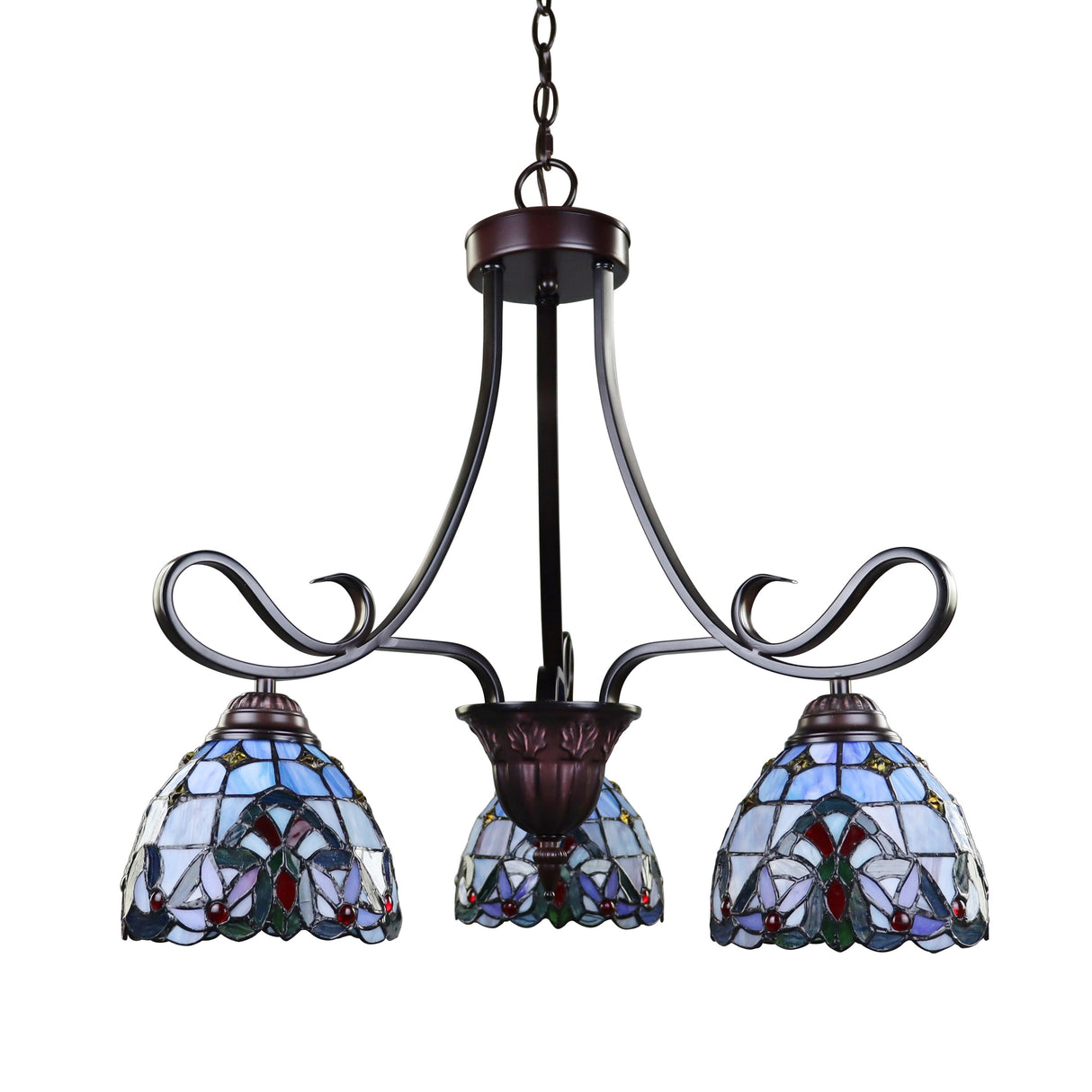 Tiffany-Style Victorian Design 3-light Blackish Bronze Chandelier