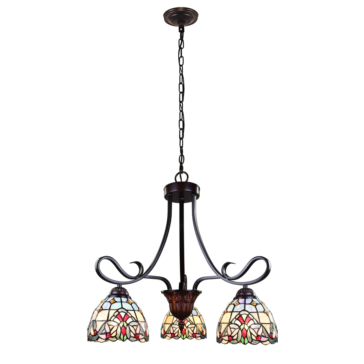Tiffany-Style Victorian Design 3-light Blackish Bronze Chandelier