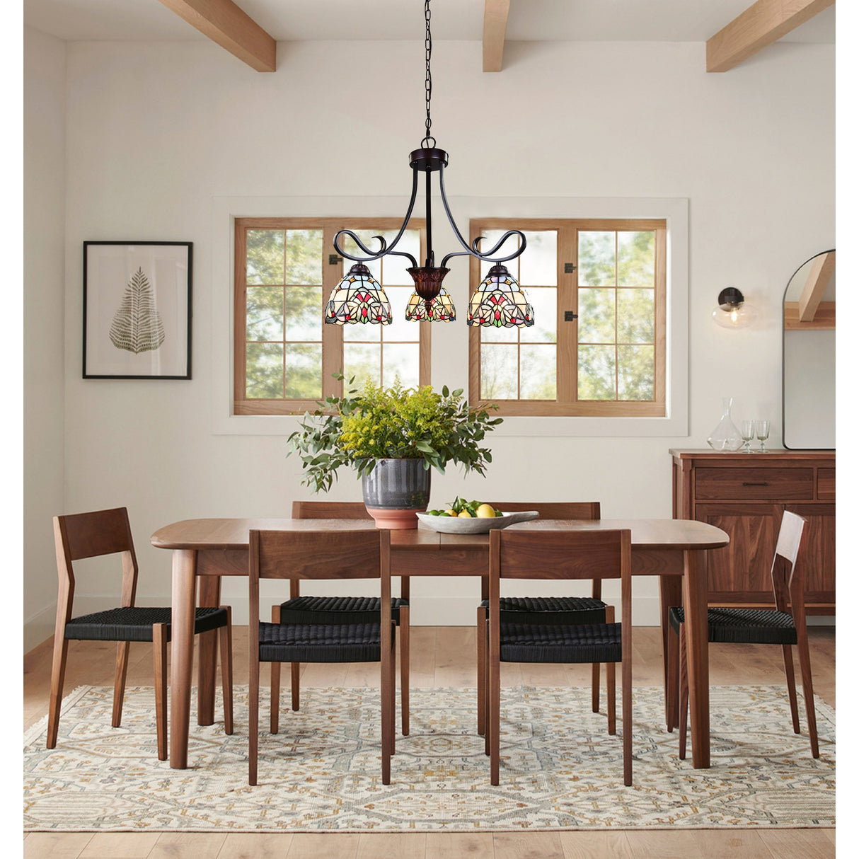 Tiffany-Style Victorian Design 3-light Blackish Bronze Chandelier