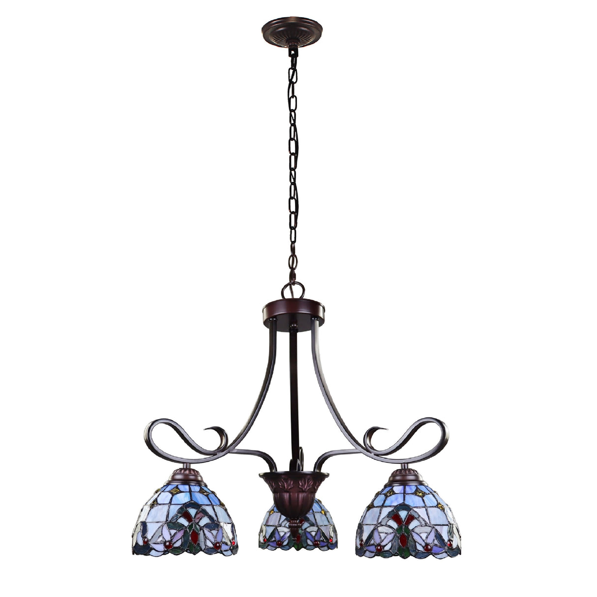 Tiffany-Style Victorian Design 3-light Blackish Bronze Chandelier