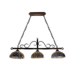 Tiffany Style Victorian Design 3-light Linear Island Fixture