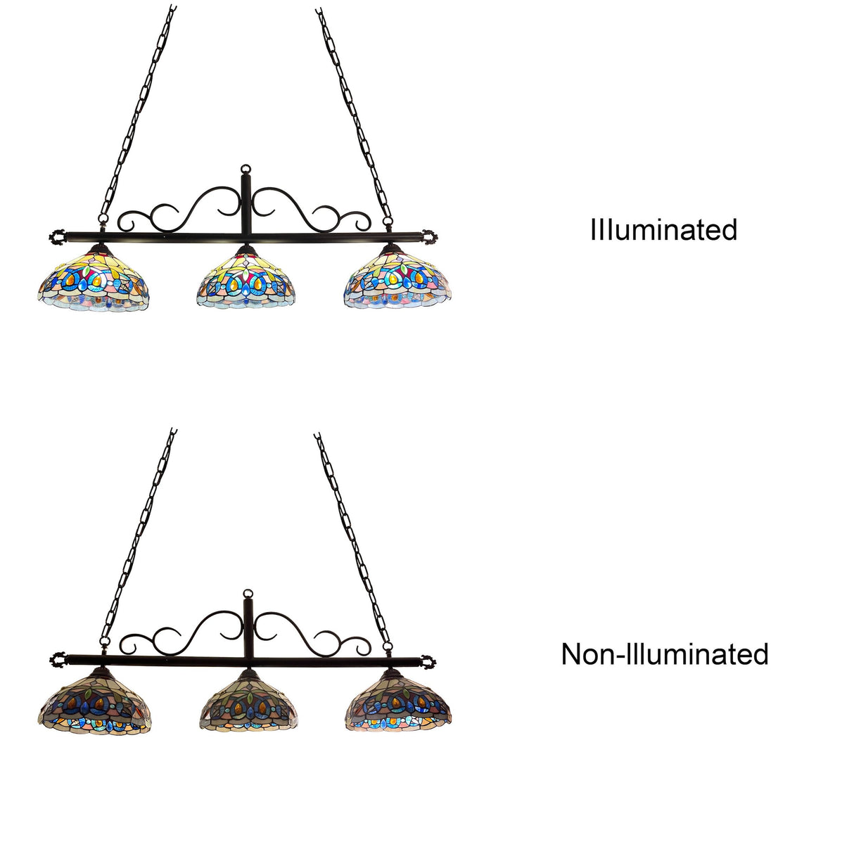Tiffany Style Victorian Design 3-light Linear Island Fixture