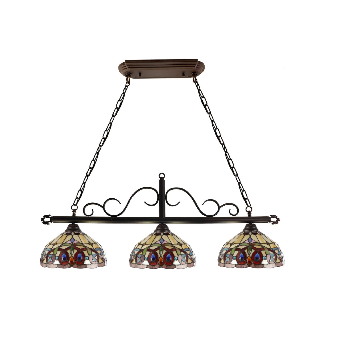 Tiffany Style Victorian Design 3-light Linear Island Fixture