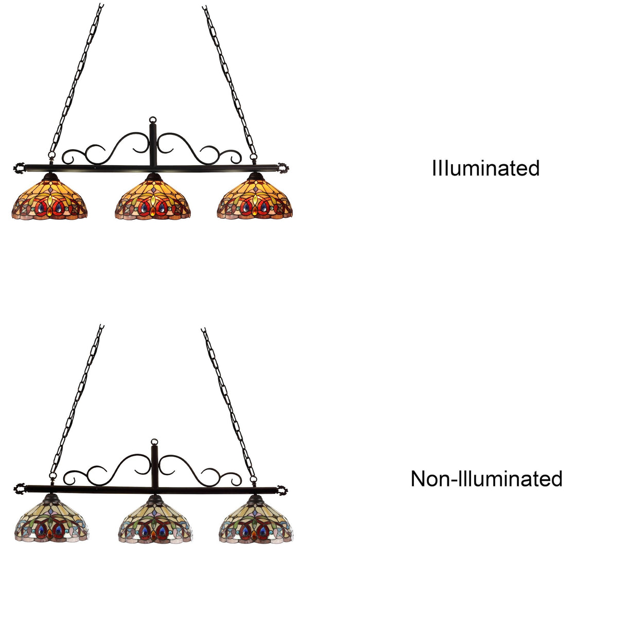 Tiffany Style Victorian Design 3-light Linear Island Fixture