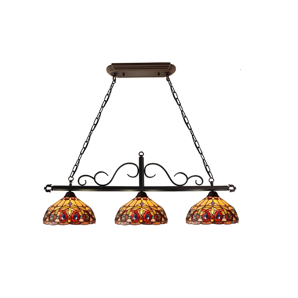 Tiffany Style Victorian Design 3-light Linear Island Fixture