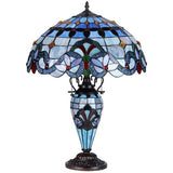 Tiffany Style Victorian Design Double Lit 2+1-light Table Lamp