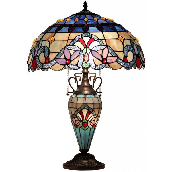 Tiffany Style Victorian Design Double Lit 2+1-light Table Lamp