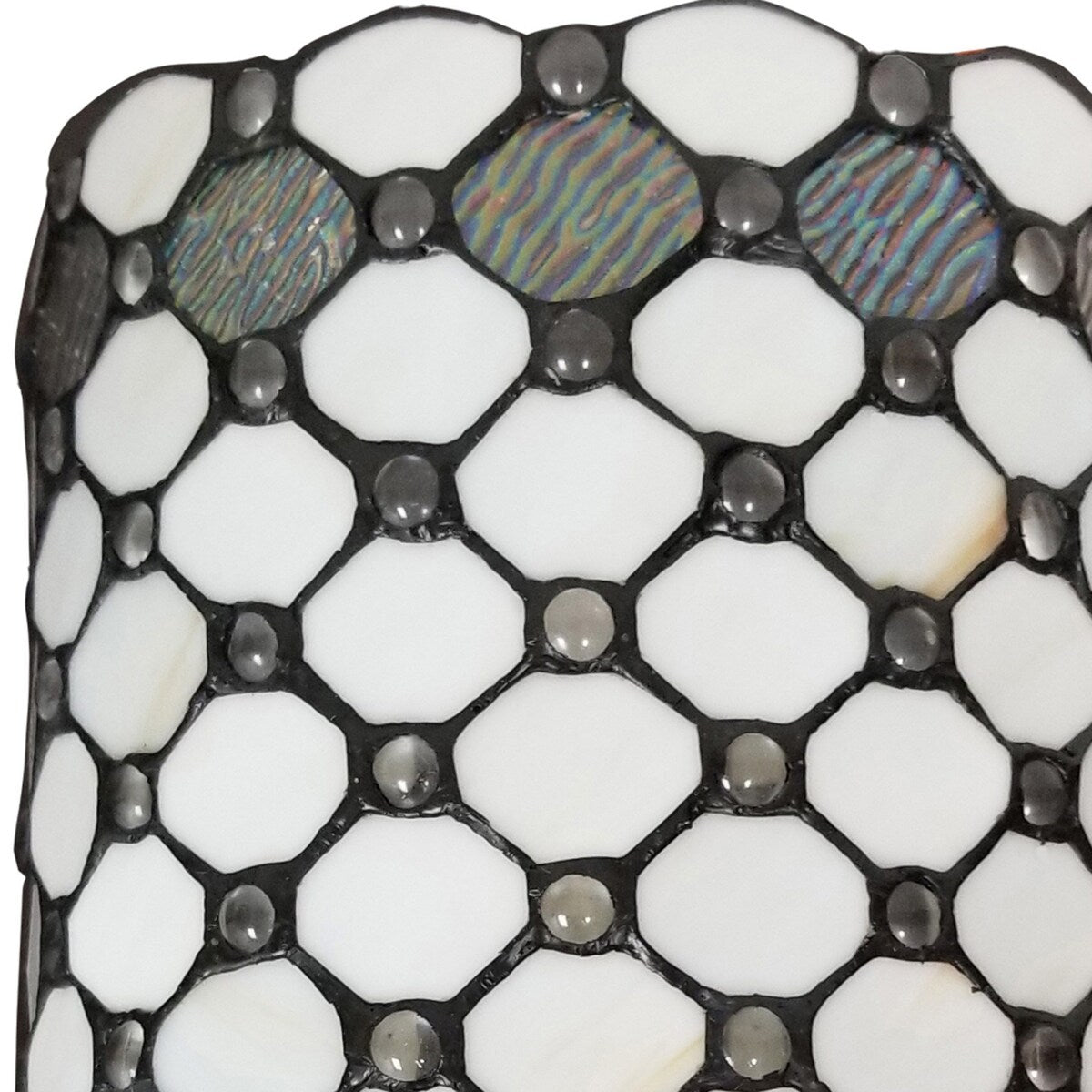 Tiffany Style Wall Lamp White Jeweled 2 Stained Glass for Hallway Bedroom 10" Wide 13.5" Tall Gift AM041WL10B Amora Lighting