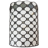 Tiffany Style Wall Lamp White Jeweled 2 Stained Glass for Hallway Bedroom 10" Wide 13.5" Tall Gift AM041WL10B Amora Lighting