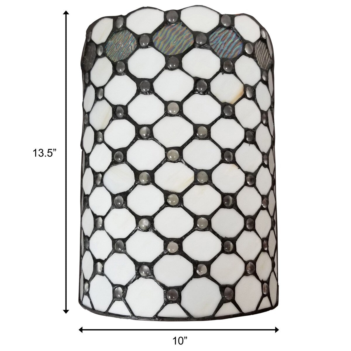 Tiffany Style Wall Lamp White Jeweled 2 Stained Glass for Hallway Bedroom 10" Wide 13.5" Tall Gift AM041WL10B Amora Lighting