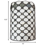 Tiffany Style Wall Lamp White Jeweled 2 Stained Glass for Hallway Bedroom 10" Wide 13.5" Tall Gift AM041WL10B Amora Lighting