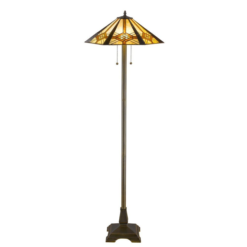 Tiffany-style Hex Mission Floor Lamp