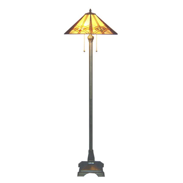 Tiffany-style Hex Mission Floor Lamp