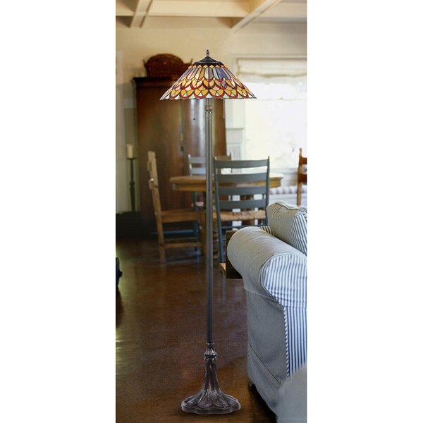 Tiffany Style Layered Design 3-light Floor Lamp